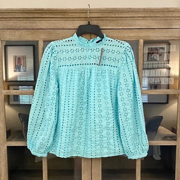 NWT J. Crew Eyelet Long Sleeve Top Small - Picture 2 of 4